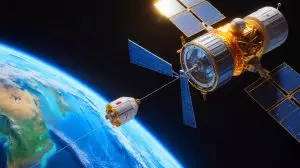 Illustration de la détection d'un objet non identifié émanant d'un satellite russe, ravivant les craintes de militarisation de l'espace. Image réalisée par IA.