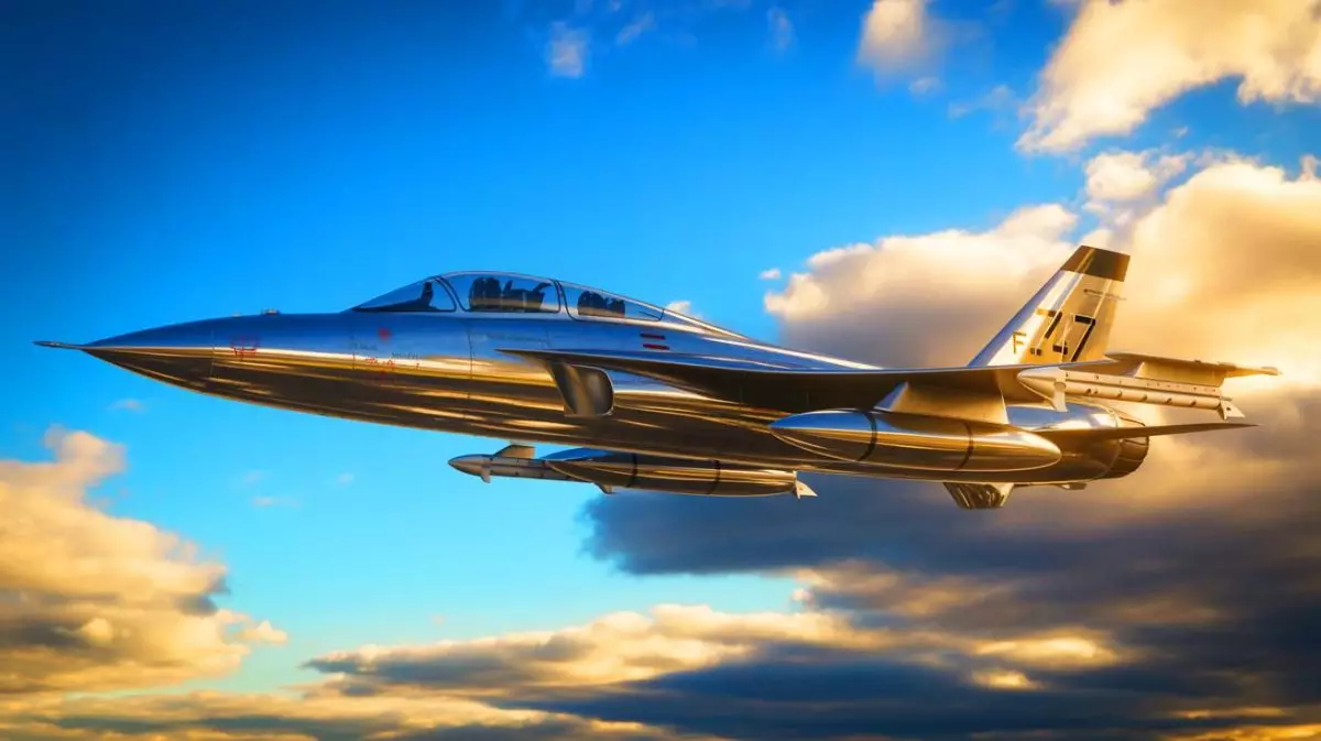 Illustration of the F-47 fighter jet emerging from a secretive collaboration between Boeing and Lockheed Martin. Image generated by AI.