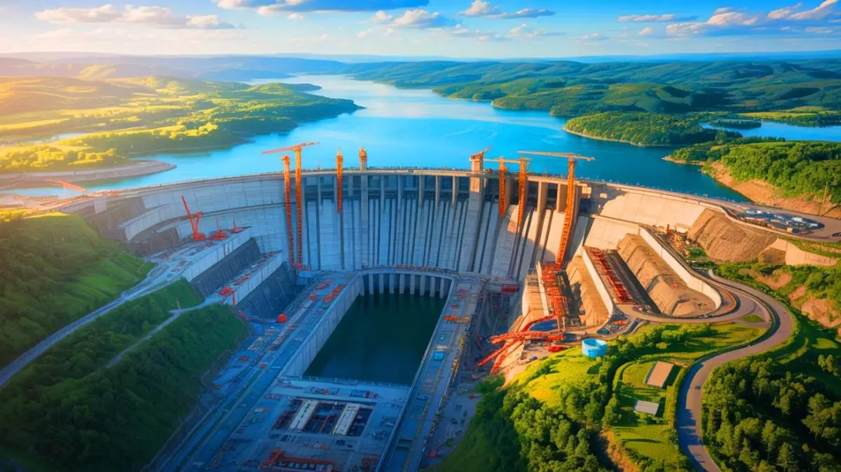 Illustration of the world's largest hydroelectric dam and its transformative impact on renewable energy. Image generated by AI.