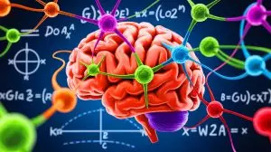 Illustration de l'influence des neurotransmetteurs GABA et glutamate sur les capacités mathématiques. Image réalisée par IA.