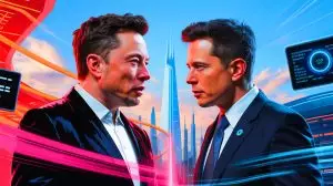 Illustration of Elon Musk's bid to acquire OpenAI and the ensuing rivalry with Sam Altman. Image generated by AI.