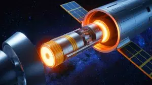 Illustration of Japan's revolutionary nuclear battery designed to power space probes for over a century. Image generated by AI.
