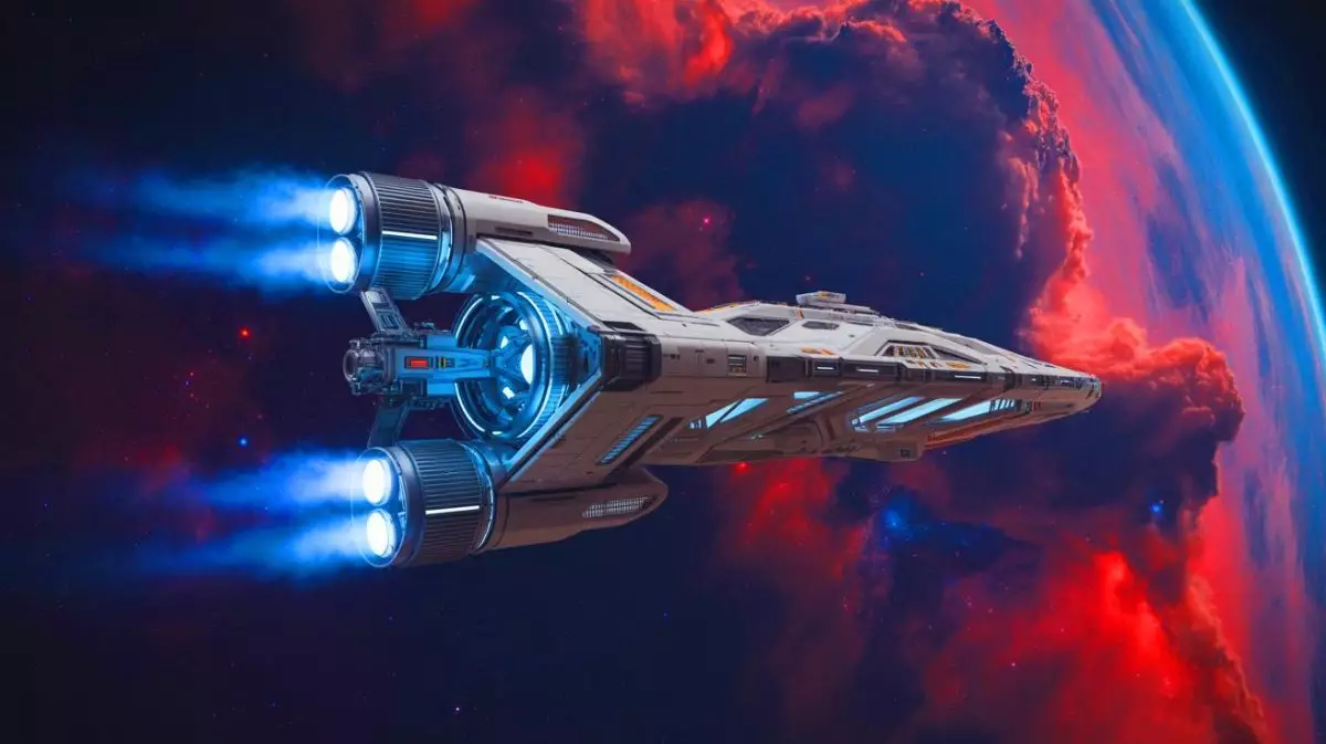Illustration of a revolutionary propulsion technology generating thrust without expelling propellant. Image generated by AI.