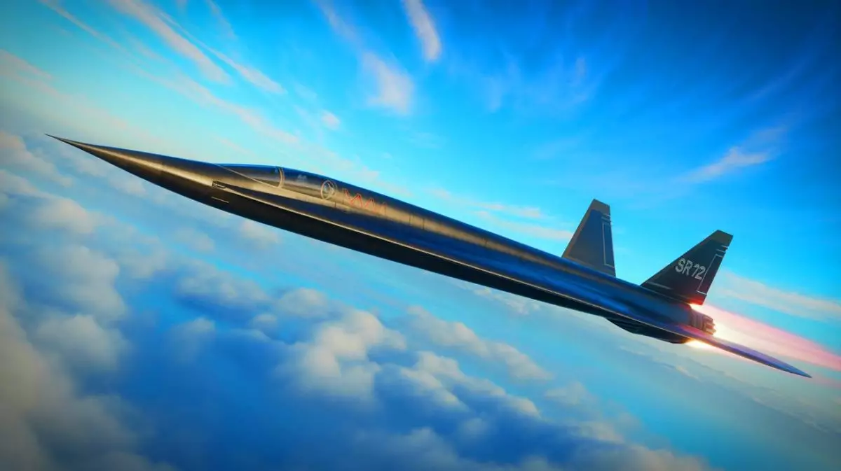 Illustration de l'avion hypersonique SR-72 de Lockheed Martin atteignant des vitesses supérieures à Mach 5. Image réalisée par IA.