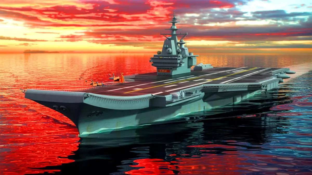 Illustration de porte-avions chinois à propulsion nucléaire défiant la suprématie navale mondiale. Image réalisée par IA.