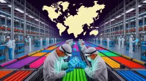 Illustration de la domination chinoise sur le marché mondial du gallium et ses implications stratégiques. Image réalisée par IA.