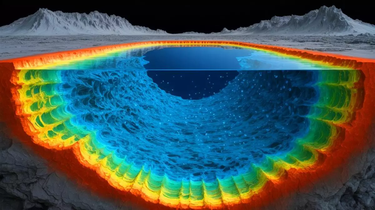 Illustration de l'océan caché sous la surface terrestre et de la ringwoodite. Image réalisée par IA.
