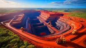 Illustration de la découverte d'un gigantesque gisement de fer en Australie-Occidentale. Image réalisée par IA.