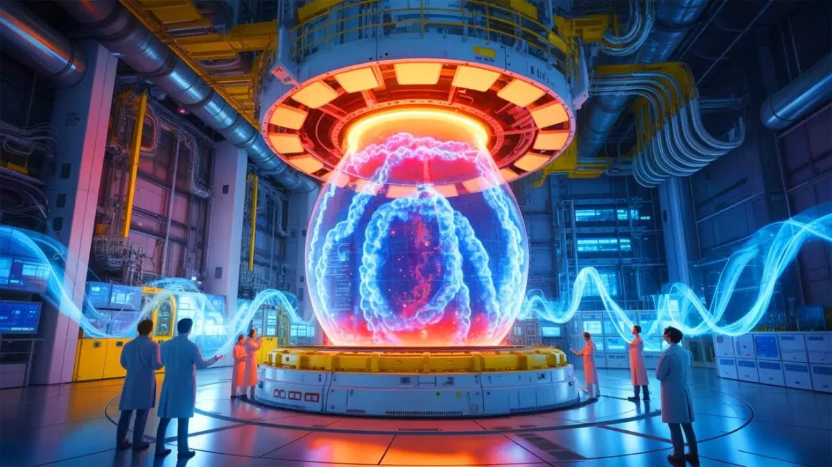 Illustration du tokamak WEST établissant un record mondial en maintenant un plasma pendant 22 minutes. Image réalisée par IA.