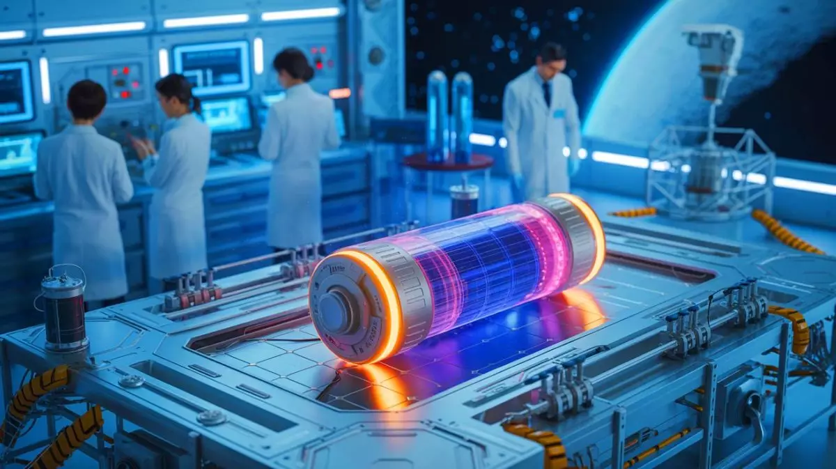 Illustration de la batterie nucléaire japonaise conçue pour alimenter les sondes spatiales pendant plus de 100 ans. Image réalisée par IA.