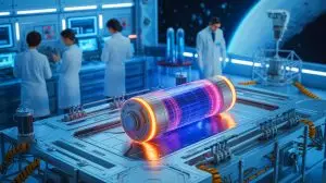 Illustration de la batterie nucléaire japonaise conçue pour alimenter les sondes spatiales pendant plus de 100 ans. Image réalisée par IA.