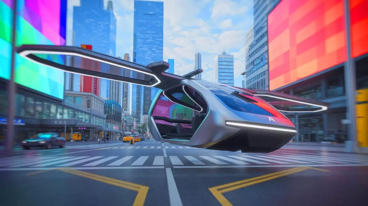 Illustration de voitures modulaires volantes conçues par XPeng pour la mobilité de demain. Image réalisée par IA.