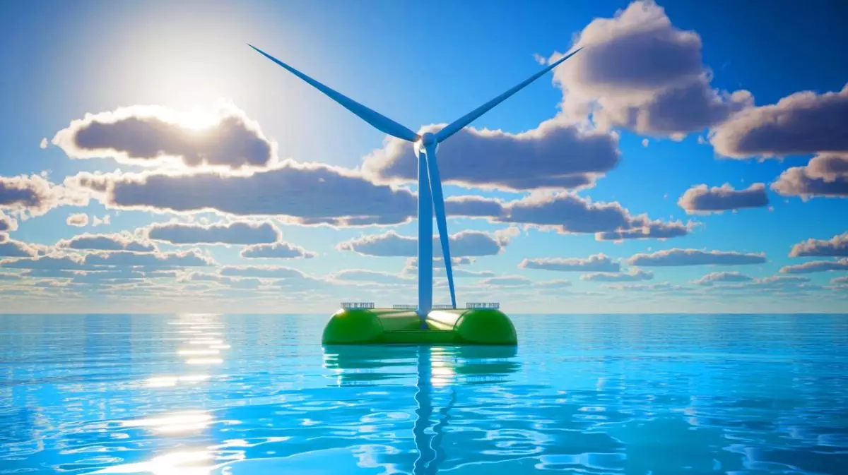 Illustration de la plus grande éolienne flottante du monde, le Qihang, développée par la Chine. Image réalisée par IA.