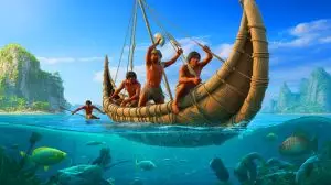 Illustration de la découverte d'outils en pierre révélant une civilisation maritime avancée en Asie du Sud-Est. Image réalisée par IA.