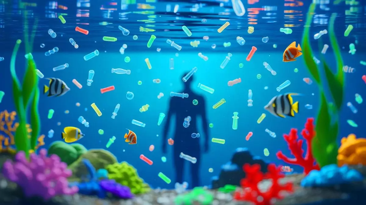 Illustration of microplastics infiltrating human organs and their potential impact on health. Image generated by AI.