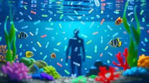 Illustration of microplastics infiltrating human organs and their potential impact on health. Image generated by AI.