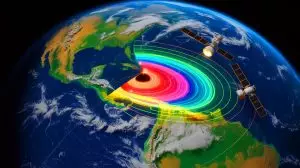 Illustration de l'anomalie de l'Atlantique Sud impactant les technologies spatiales. Image réalisée par IA.