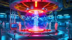 Illustration de la percée du réacteur WEST Tokamak dans la fusion énergétique. Image réalisée par IA.