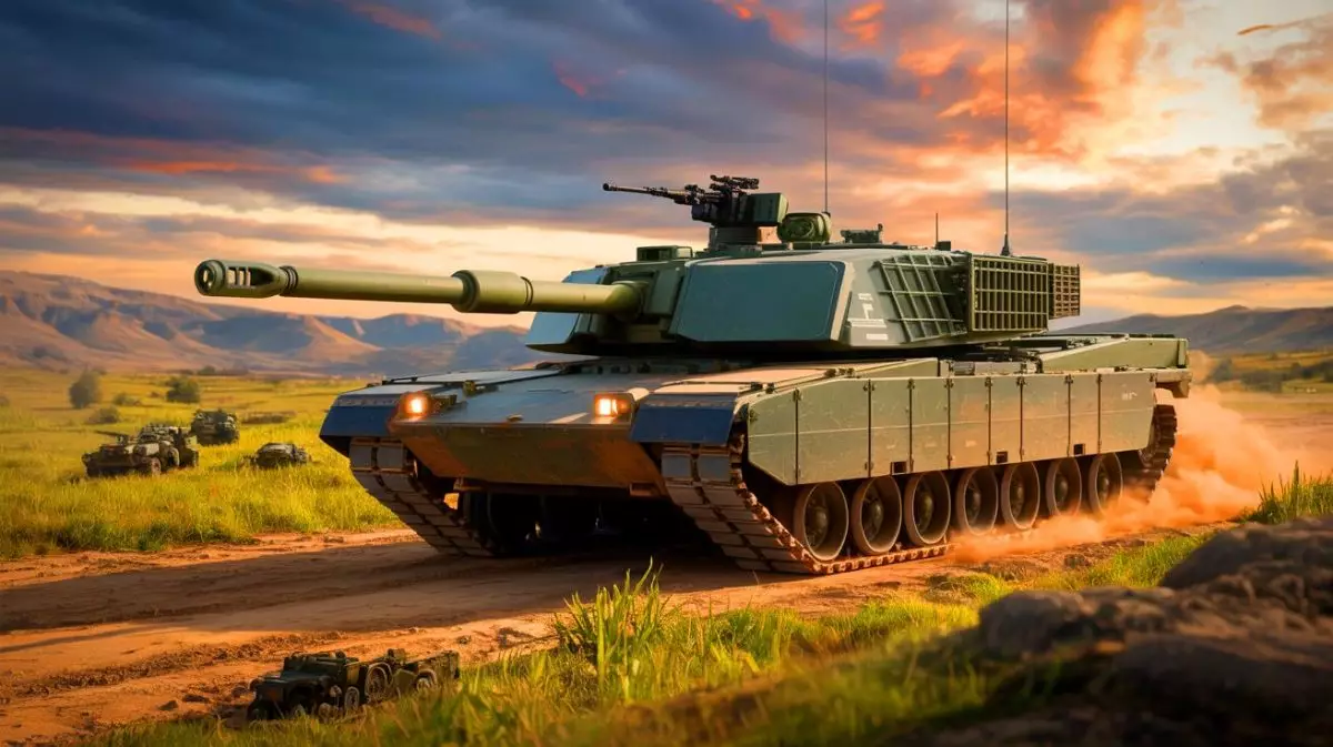 Illustration of the AbramsX tank showcasing its advanced combat features. Image generated by AI.