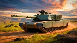 Illustration of the AbramsX tank showcasing its advanced combat features. Image generated by AI.