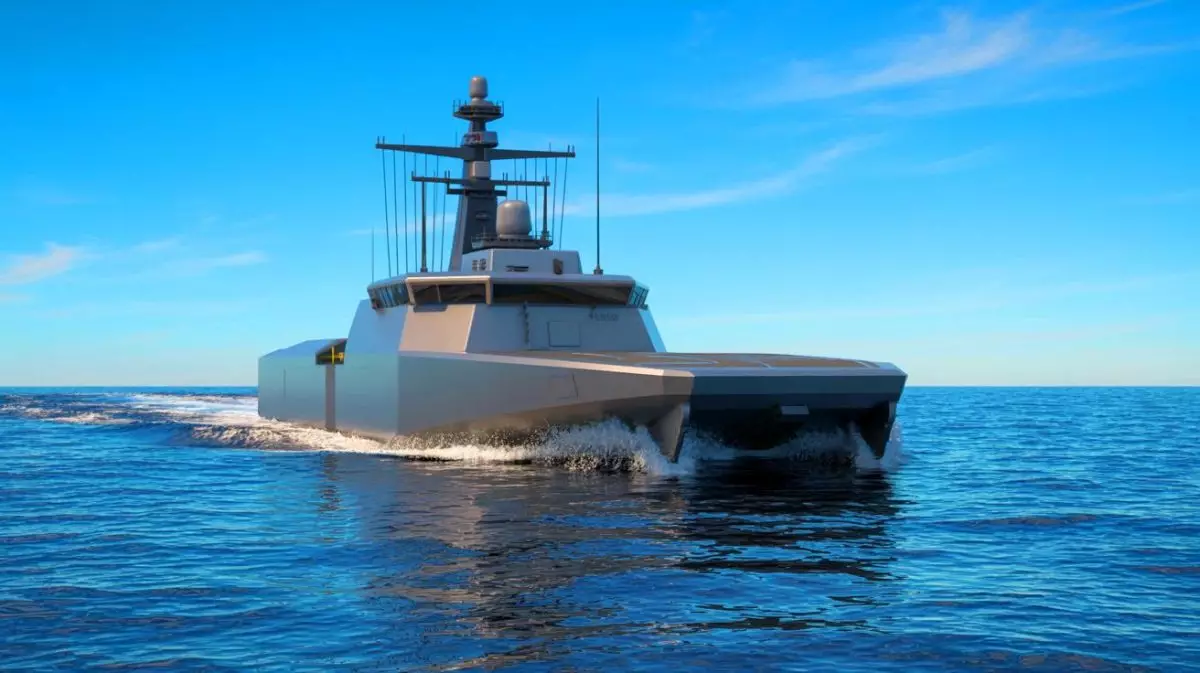 Illustration of Textron Systems’ uncrewed surface vehicle enhancing naval operations. Image generated by AI.