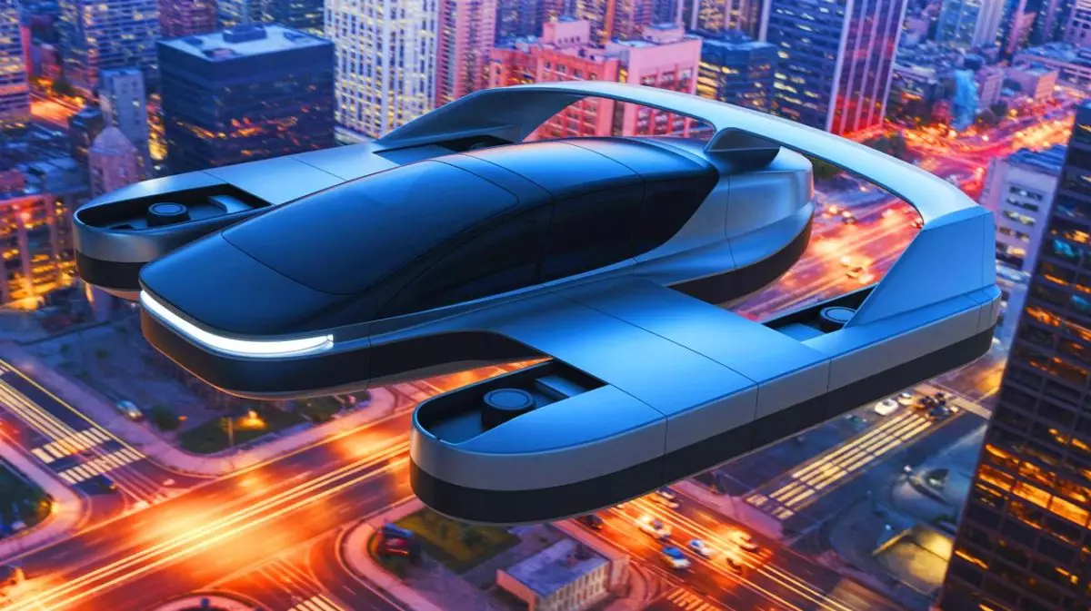 Illustration of XPeng's modular flying vehicle concept featuring a terrestrial and detachable aerial module. Image generated by AI.