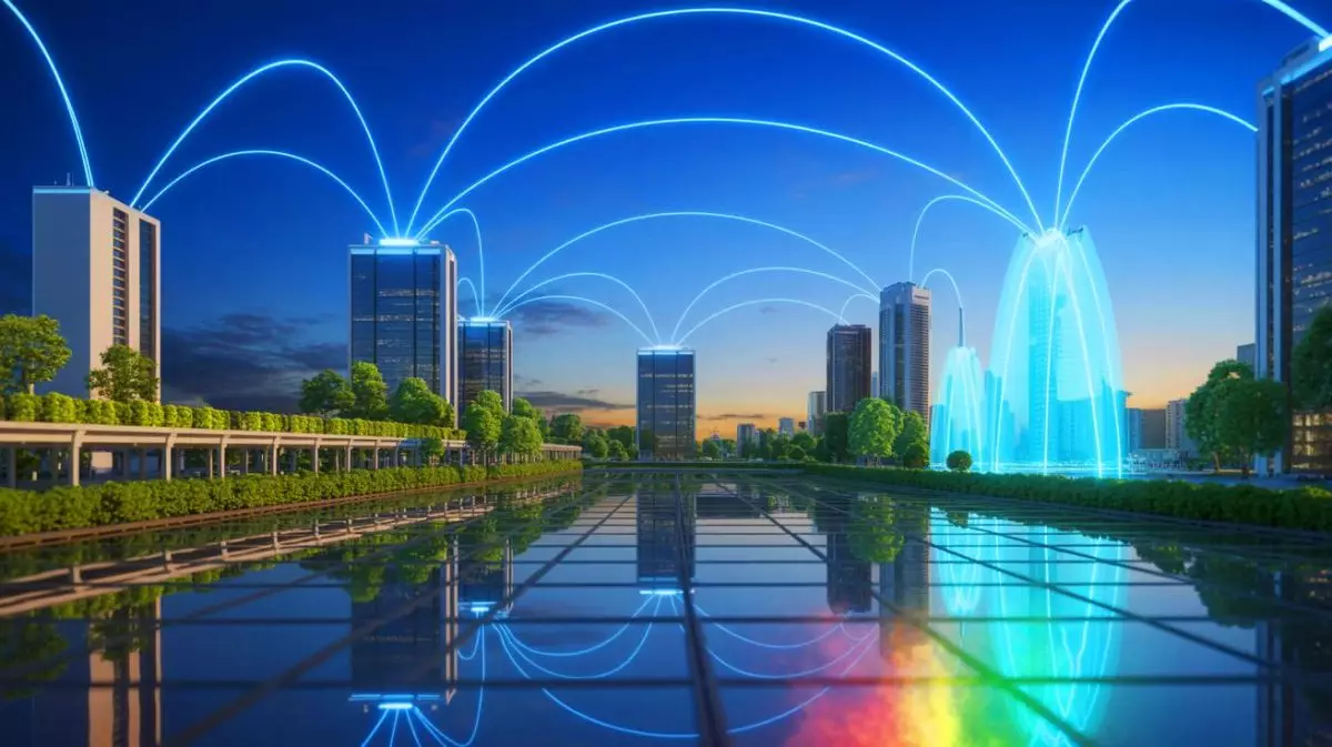 Illustration of wireless energy transmission technology revolutionizing global power distribution. Image generated by AI.