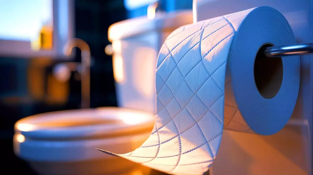 Illustration of Charmin's innovative wavy perforation design on toilet paper. Image generated by AI.
