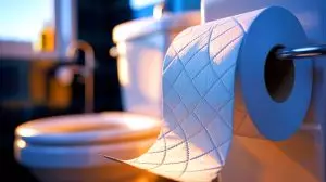 Illustration of Charmin's innovative wavy perforation design on toilet paper. Image generated by AI.
