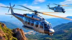 Illustration of Greece's newly acquired H215 helicopters in action for emergency response. Image generated by AI.