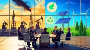 Illustration de l'interdiction d'une publicité de TotalEnergies pour greenwashing. Image réalisée par IA.