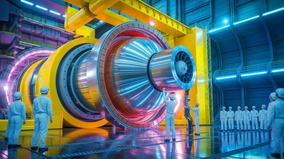 Illustration de l'aimant supraconducteur du projet ITER en France. Image réalisée par IA.