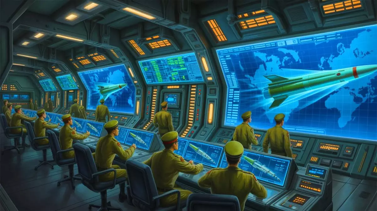 Illustration von der Entwicklung und strategischen Bedeutung von Hyperschallraketen im globalen Wettrüsten. Bild durch KI generiert.