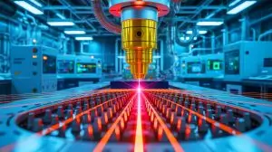 Illustration von einem Laser mit der Energie von einer Million Kernkraftwerken. Bild durch KI generiert.