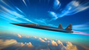 Illustration von SR-72 Darkstar im hypersonischen Flug. Bild durch KI generiert.
