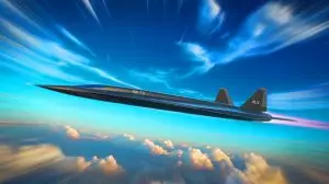 Illustration von SR-72 Darkstar im hypersonischen Flug. Bild durch KI generiert.