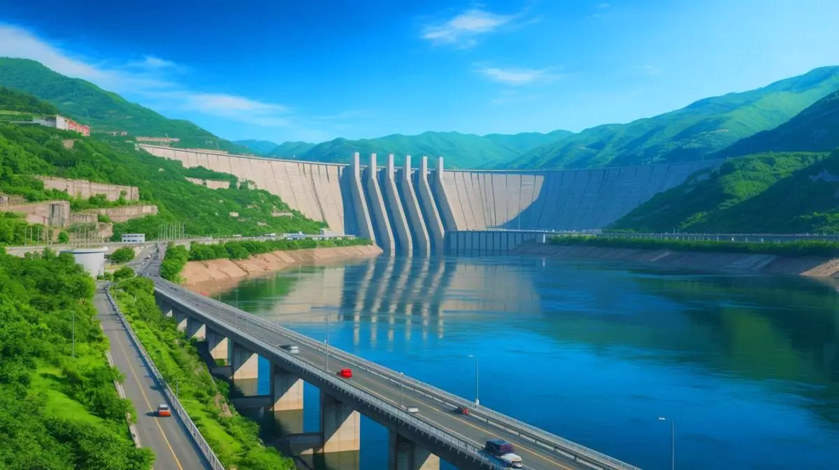 Illustration von den Auswirkungen des Three Gorges Dam auf die Erdrotation. Bild durch KI generiert.