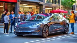 Illustration von Elon Musks Einfluss auf Tesla und die Herausforderungen im Elektrofahrzeugmarkt. Bild durch KI generiert.