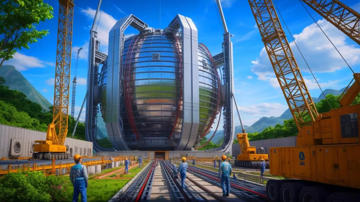 Illustration von einem hybriden Fusion-Fission-Reaktorprojekt in China. Bild durch KI generiert.