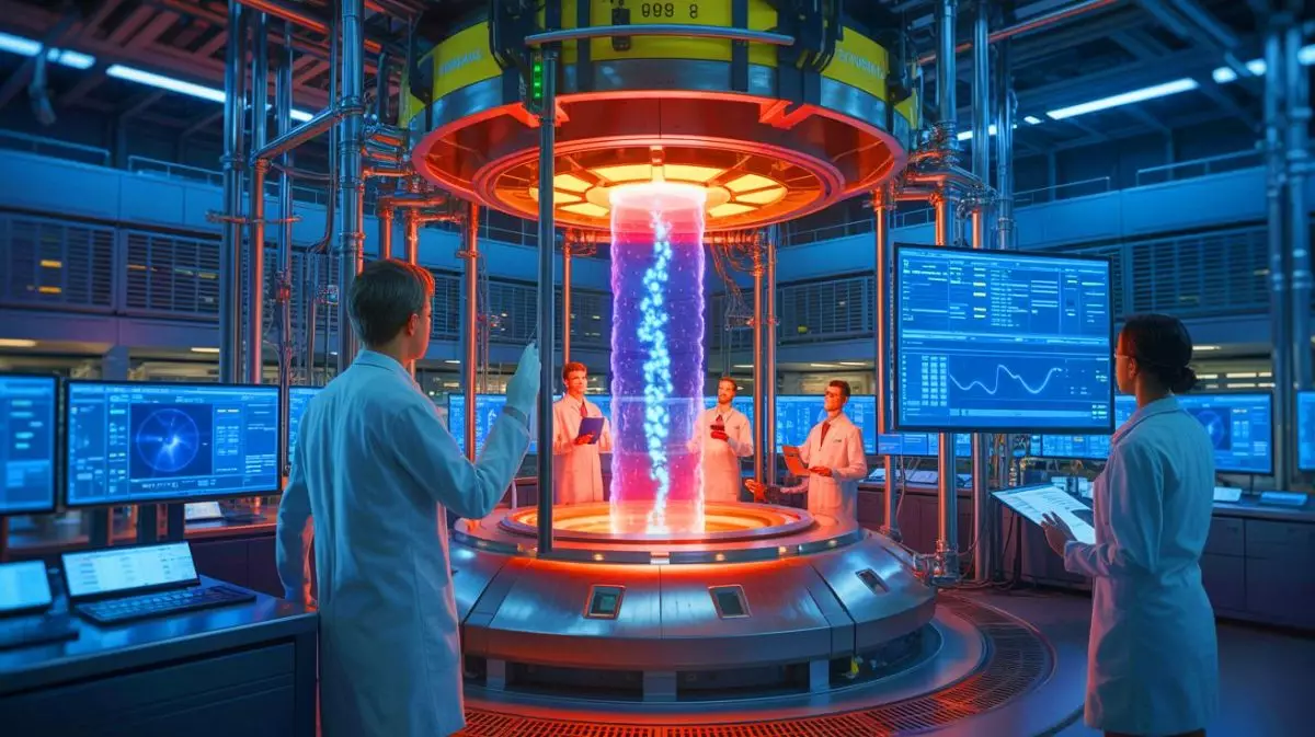 Illustration von einem Tokamak-Reaktor, der einen Plasma-Rekord erreicht. Bild durch KI generiert.
