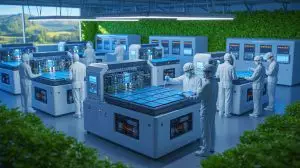 Illustration von einem geplanten OSAT-Standort in Frankreich zur Stärkung der Halbleiterindustrie. Bild durch KI generiert.