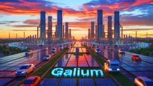 Illustration von Chinas Kontrolle über globale Gallium-Ressourcen und deren Einfluss auf die Technologiebranche. Bild durch KI generiert.