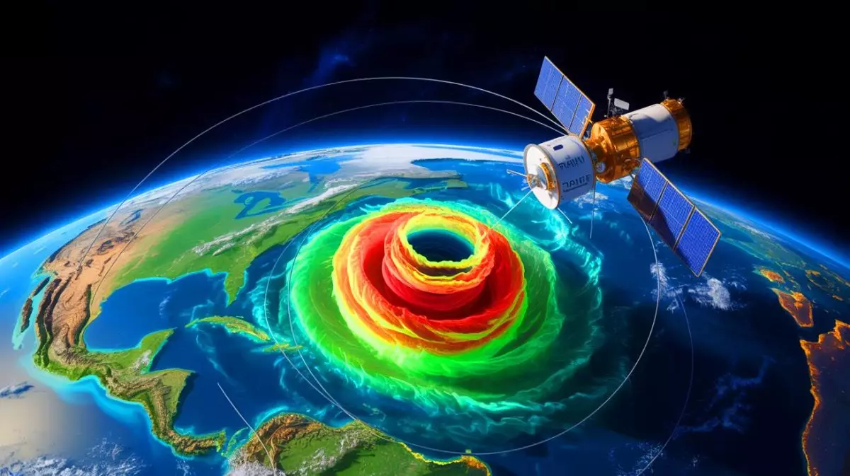 Illustration der Südatlantischen Anomalie und ihrer Auswirkungen auf Satellitentechnologie. Bild durch KI generiert.