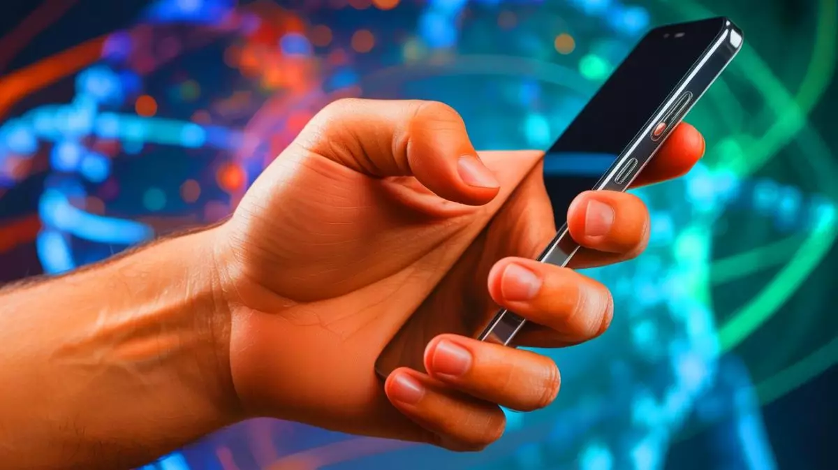 Illustration von der physischen Veränderung der Hand durch Smartphone-Nutzung. Bild durch KI generiert.