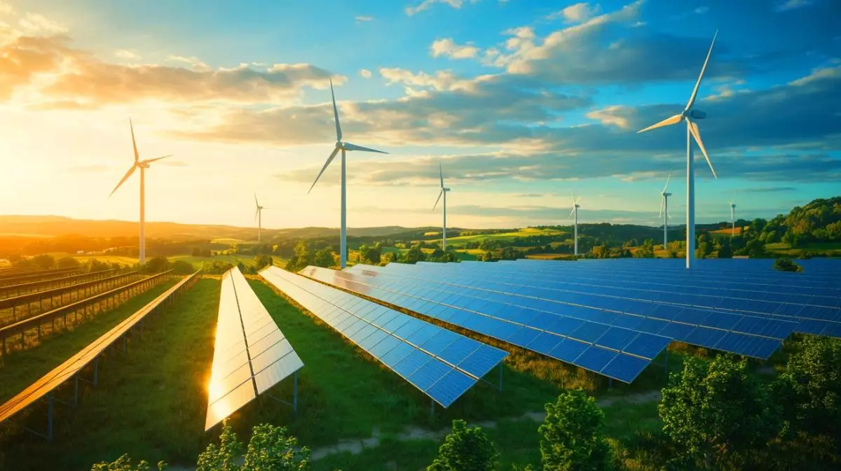 Illustration von der Projektion sinkender Energiepreise in Europa durch erneuerbare Energien. Bild durch KI generiert.