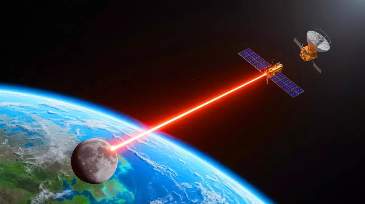 Illustration von Chinas technologischem Durchbruch bei der Laser-Messung der Mondentfernung. Bild durch KI generiert.