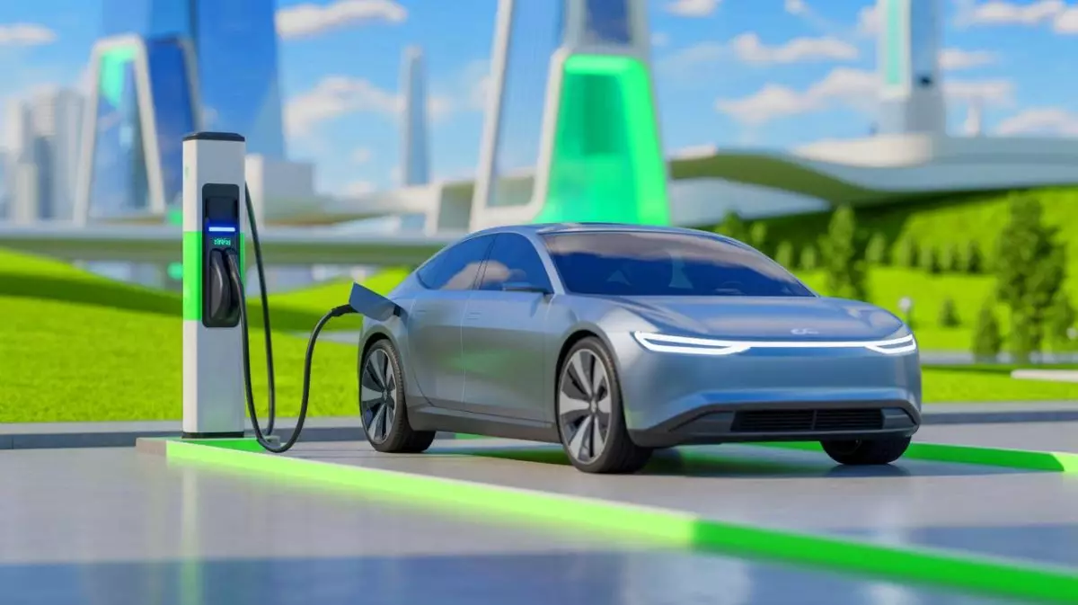 Illustration von einer innovativen Fluorid-Ionen-Batterie für Elektrofahrzeuge. Bild durch KI generiert.