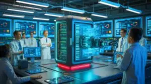 Illustration von The AI Scientist, einer KI, die wissenschaftliche Entdeckungen automatisiert. Bild durch KI generiert.