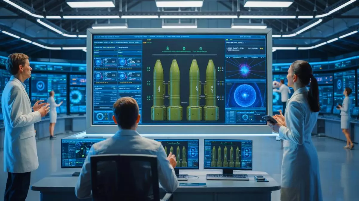 Illustration of an advanced AI system distinguishing between nuclear warheads and decoys. Image generated by AI.