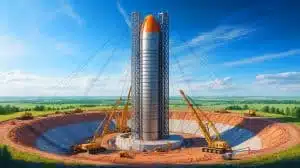 Illustration of new nuclear missile silos being constructed for the LGM-35A Sentinel program. Image generated by AI.